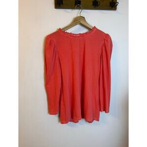 Sundry 100% Pima Cotton Womens Puff Shoulder Chic Ruffle Sz L